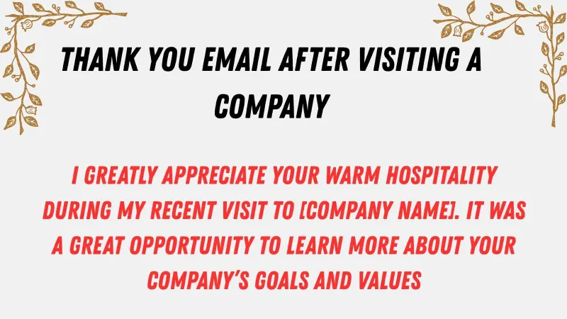 Thank You Email After Visiting a Company