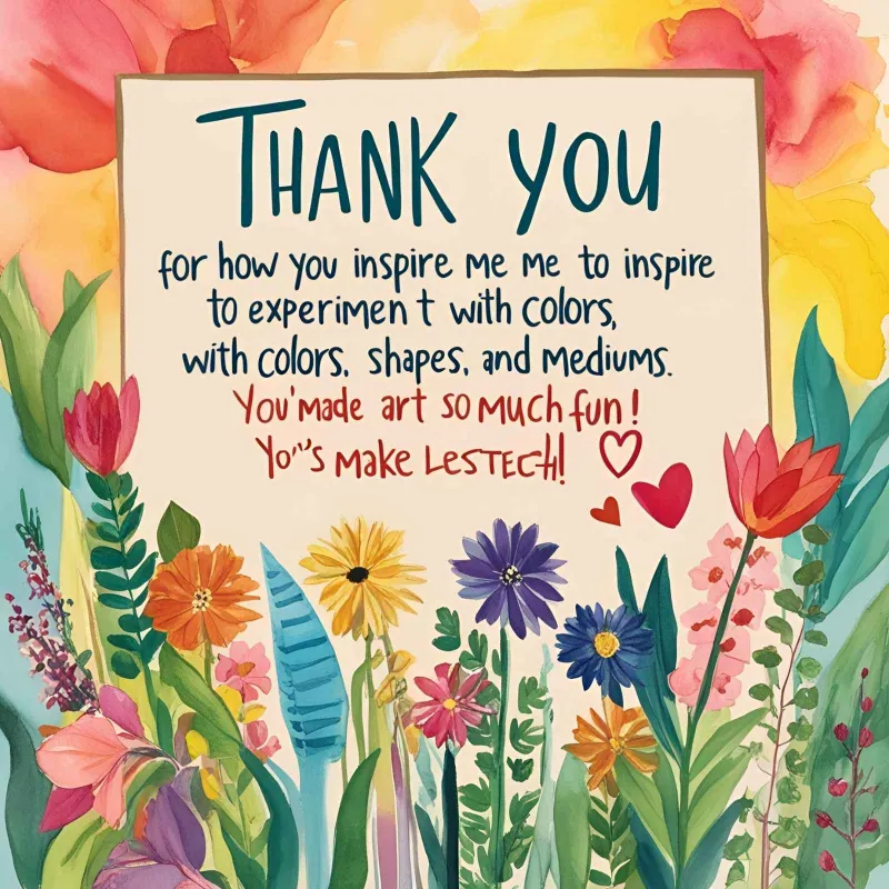 Thank You Messages for Art Teacher