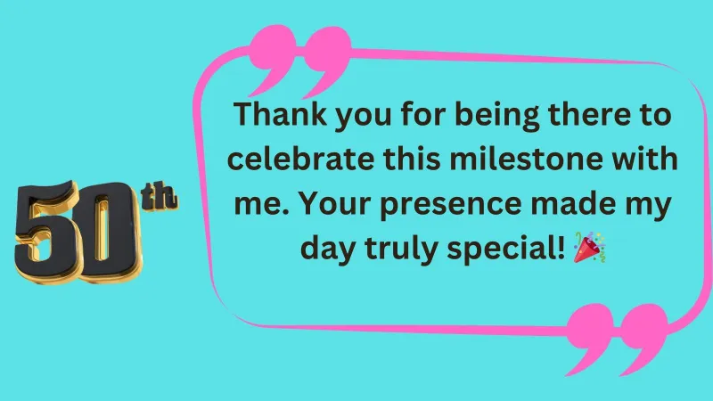 Read more about the article 97+ Notes of Thanks 🙏 for Attending My 50th Party 2025
