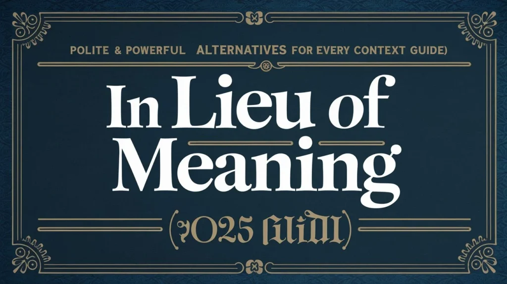 In Lieu Of Meaning